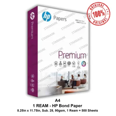 HP Bond Paper A4 Copy Paper Papers 90gsm Substance 28 - A4 Size 8.25inx11.75in 8.25 inches x 11.75 inches - Set of 1 Ream - Genuine and Original