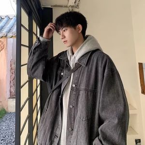 SINRANSINYA丨áo khoác jean-Nam Áo khoác denim cổ điển trung tính Áo khoác Denim phiên bản Hàn Quốc Áo thời trang rộng cho học sinh mới Áo khoác mùa thu thường ngày