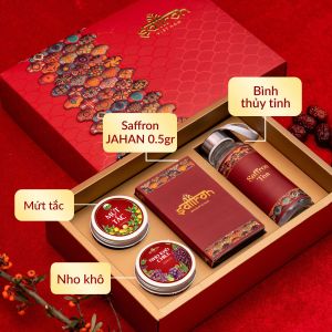 Set quà tặng Nhụy Hoa Nghệ Tây Saffron Jahan 0.5Gr kèm đông trùng hạ thảo sấy thăng hoa