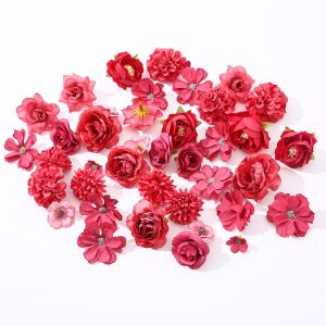 BENYTRO 50Pcs DIY Faux Flower Heads Multicolor Silk Fake Peony Daisy Rose Flowers High Quality Artificial Flowers Heads Home Decoration
