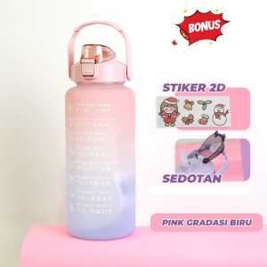 BOTOL MINUM 2 LITER BOTOL MINUM VIRAL KOREA BOTOL PELANGI MOTIVASI 2000ML MURAH