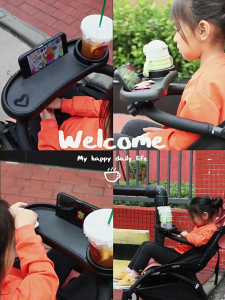 Upgraded Cup & Tray Holder for Stroller Baby Stroller Tray Suitable for Most Strollers for Baby Self-feeding