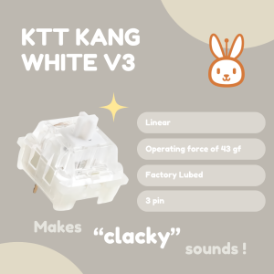 ⚡[Local Seller/INSTOCK]⚡ KTT Kang White 3.0 Linear Switches Custom Mechanical Hotswap Thocky | 1 qty = 5 switches