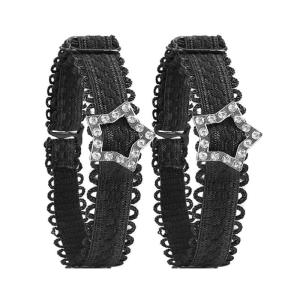 1 Pair Adjustable Elastic Shoe Straps for High Heels Anti Loose Shoelaces Belt with Rhinestones Buckles Design for Women