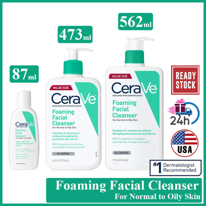 Cerave Foaming Facial Cleanser For Normal To Oily Skin 87ml 473ml 562ml Oil Control Value Size