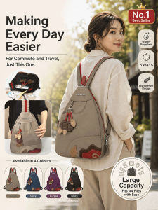 Large Capacity 3 Way Convertible Backpack/Tote/Crossbody Bag/High Density Microfiber Fabric/Casual Travel Bag/Versatile Use