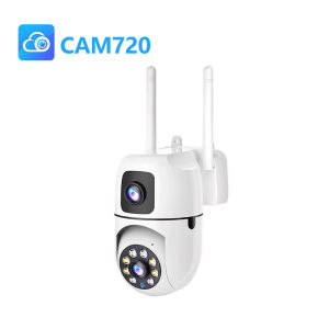 CAM720 Dual Lens 4K WiFi CCTV Camera Outdoor IP66 Waterproof 360 PTZ Security Cam Full Color Night Vision Human Detection Two-Way Audio