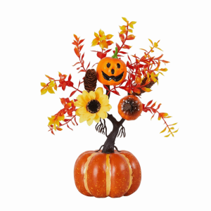 BLOOMHOUSE Simulated Flowers Realistic Fall Pumpkin Decor Handmade DIY Artificial Eucalyptus Leaves Vase Gothic Decor Autumn Branches Halloween Table Decor Home Decoration
