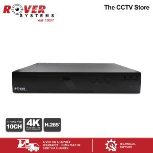 Rover Systems 4K 4 Ports PoE / 10 Channel NVR | 1 SATA Up to 8TB | Network Video Recorder for IP CCTV Camera