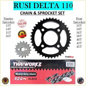RUSI DELTA 110 THAIWORKZ CHAIN & SPROCKET SET MADE IN THAILAND