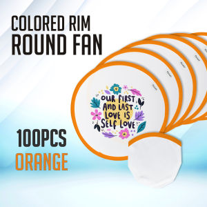 Easyprint (100pcs / bundle) Full Color & Rim Color Round Fan for Sublimation / Silk Screen Printing
