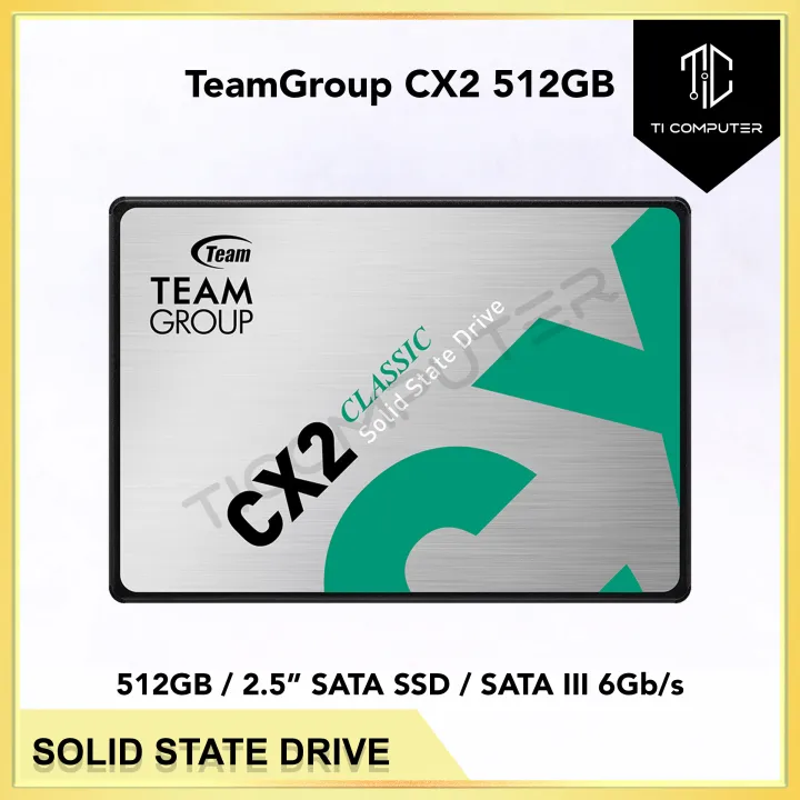 TeamGroup CX2 512GB SATA III 2.5 Inch 3D NAND SSD Internal Solid State Drive