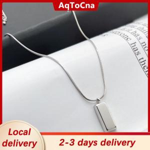 [COD] AqToCna Ship within 24 hours Creative Men Necklace Cool Geometric Necklace Titanium Clavicle Chain Boyfriend Gift Silver Color Bricks Punk Couple Necklace