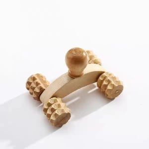 Hengfa Lina Solid Wood Full-body Four Wheels Wooden Car Roller Relaxing Hand Massage Tool Reflexology Face Hand Foot Back Body Therapy