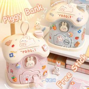 🍄 Piggy Bank in The Shape of A House Cute Piggy Bank Tiny House for Saving Money 🏠Free Stickers*2 Suitable for Birthday Gifts for Children Cute Pig House Shape with Lock Alkansya Ipon Challenge 2024 Piggy Bank