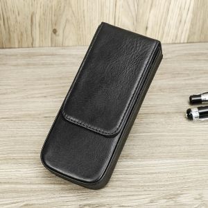 Luxury Genuine Leather 3 Slots Pen Case With Removable Pen Tray Holder Pencil Case Office School Supplies Pouch Creative Gift2026