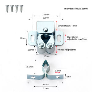 20Pcs Double Roller Catch Hardware Stainless Steel Magnetic Door Closure Functionality Ideal