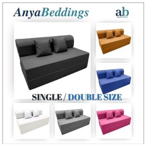 Pablo Beddings Single / Double / Semi Single Sofabed Full Cover with Long Zipper 3 Folds Curved Head -  Plain Color