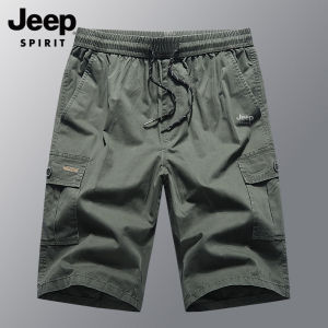 JEEP SPIRIT กางเกงขาสั้นผู้ชายกางเกงกีฬาหลายกระเป๋าทรงตรงหลวมใส่สบายบางสำหรับฤดูร้อน
