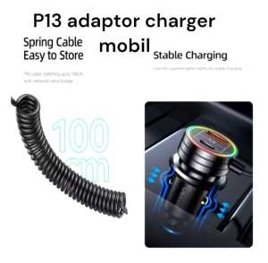 P13 ORI ADAPTOR MOBIL 2 USB DUAL SPIRAL CAR CHARGER SPIRING 3A SUPER FAST CHARGING CAS CASAN ADAPTIV