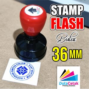 Stamp Cap Stempel flash Bulat ukuran 36mm Desain Custom