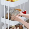 3 Tier Trolley Cart Organizer Heavy Duty Rolling Utility Cart with Wheels and Handle. 