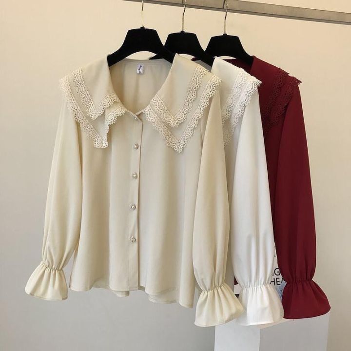 Twely Blouse Baju Atasan Wanita Terbaru Blus Lengan Panjang Blous Remaja Dewasa Bluse Cewek Bahan Wolfis Pakaian Kerja Model Korea Size M L Marun Krem ...