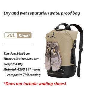 Naturehike 20L/30L/40L/ camping hiking Kayaking Boating ocean swimming rafting pack dry and wet separation backpack IPX6 Roll Top Dry Waterproof Bag