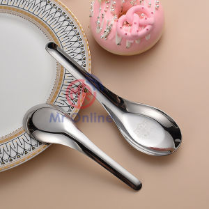 Food Grade Stainless Steel SUS304 Chinese Soup Spoon Thicken Deepened Flat-Bottomed Spoon/ Chinese Style Spoon/ Sudu Sup/Dinner Scoop Table Spoon 不锈钢SUS304平底勺子加厚加深中式家用喝汤匙平底匙