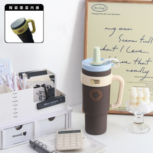 Ceramic-lined handle giant insulated cup popular large-capacity straw cup for girls new high-appearance ice cup