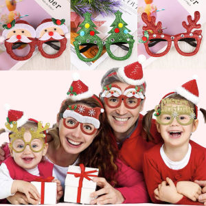 Christmas Party Decorations Eyeglasses Merry Christmas Glasses Frame Santa Claus Tree Ornaments Photo Prop Atmosphere For Adult Kids Gift Party Needs