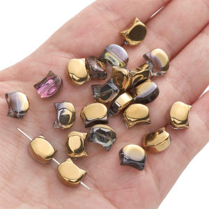 10pcs 10x8mm Glass Colorful Beads Cats Head Beads Charm Loose Spacer Beads For Handmade Bracelet Necklace Earring Keychain DIY Craft Jewelry