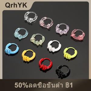【QrhYK】 10ชิ้นต่างหูห่วงเรซินสีสันสดใสต่างหูขนาดเล็กน่ารักสำหรับผู้หญิงผู้หญิงเรียบง่ายอเนกประสงค์หูหัวเข็มขัดเครื่องประดับของขวัญ