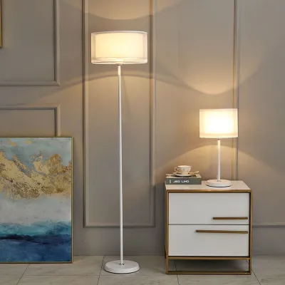 Floor lamp Nordic modern design bedside lamp eye protection warm light night lamp Living room floor lamp Modern creative floor lamp simple fabric decorative lamp living room bedroom bedside lamp study lamp office lamp