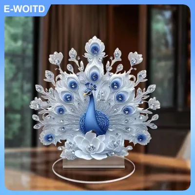 【E-WOITD】 Decor Peacock Figure Peacock Decor For Office Housewarming Gift Desktop Decor Ornament