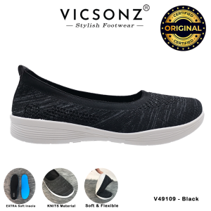 Vicsonz Kasut Wanita Women’s Shoe V49109/V49110 Warna Hitam/Ungu (Black / Purple)