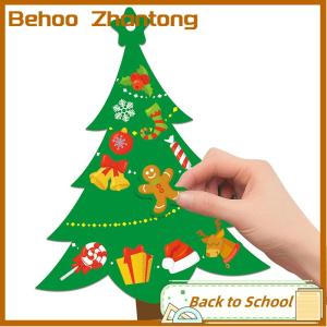 Behoo 24pcs Christmas Crafts For Kids - DIY Xmas Tree Ornaments With Sticker Kits - Set For Holiday Decorations Party Favors