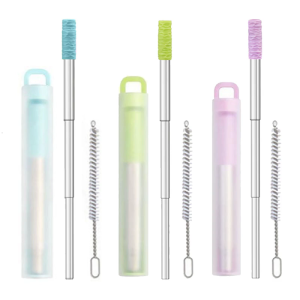 Retractable Drinking Straw with Silicones Mouthpieces Compacts Travel Straw Bar Accessories