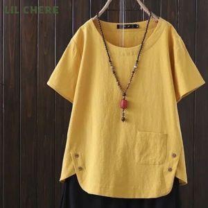LIL CHERE Womens Blouses Cotton and Linen Blouse Casual Loose Thin Top