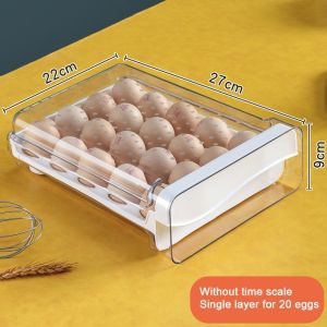 20/60 Stackable Plastic Egg Storage Drawer Kotak Bekas Telur Storage Organizers Egg Box Storage Tray for Kitchen 鸡蛋收纳盒