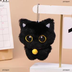 [COD] yixiayun 1PC Cartoon Kitten Soft Stuffed Doll Pendant Cute Bell Black Cat Plush Toy Keychain Car Key Ring Backpack Bag Decor Kid Gift