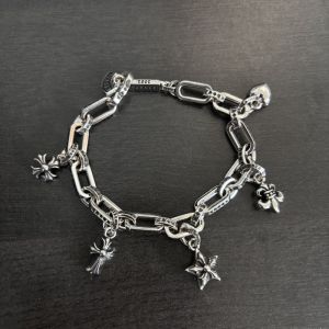 S925 Silver Multi-element Cross Anchor Retro Bracelet Simple Bracelet for Men and Women