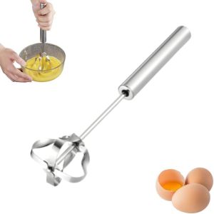 Stainless Steel Semi-Automatic Whisk 2026 New Stainless Steel Egg Whisk Hand Push Rotary Whisk Blender Hand Push Mixer Stirrer Tool for Cooking Kitchen Home Egg Milk (10in)