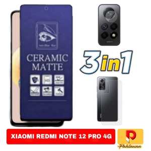 PAKET 3 IN 1 TEMPERED GLASS MATTE CERAMIC ANTI BLUE FOR XIAOMI REDMI NOTE 12 4G / REDMI NOTE 12 PRO 4G / REDMI NOTE 12 PRO 5G / REDMI A2 / REDMI A1 MATTE CERAMIC ANTI PECAH