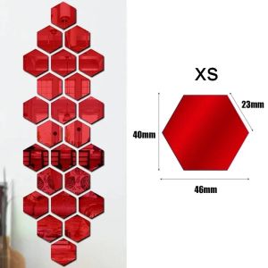 20/1PCS 3D Hexagon Mirror Sticker Mirror Acrylic Wall Stickers Self Adhesive Decals DIY Bedroom Living Room Bathroom Home Decor