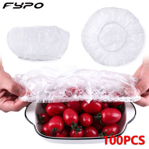 Fypo 100pcs Disposable Fresh-keeping Sleeve PE Cling Film Sealing Bowl Plate Covers Elastic Mouth Anti-flavor Bags Refrigerator Dust-proof Covers Kitchen Storage Organizing Utensils
