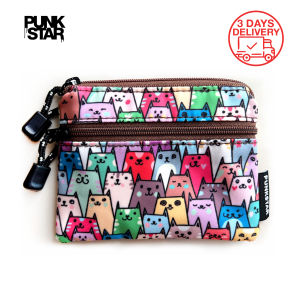 PUNKSTAR 2024 Portable Coin Purse gifts  ID Organizer Bag bilayer Key Zipper Small Square Pouch Mini Change Wallet Double Layer Mutifunctional Card Holder for Storage  Key Coins Data Cable lipstick Earphones