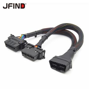 OT09 Dây Cáp Nối Dài 30CM 2 Trong 1 OBD 2 OBD2 16Pin Male Sang 2 Female Cho ELM327 HUD