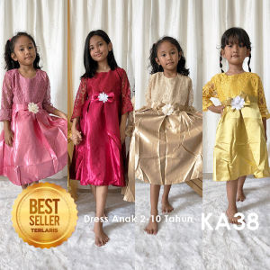 Cuci Gudang Baju Anak 5 6 Tahun Termurah 2023 Model Korean Style Bahan Satin Premium Adem Kilat Sale 2023 Gaun Anak Perempuan Dress Anak Cewek Warna Gold Marun Natal KA38