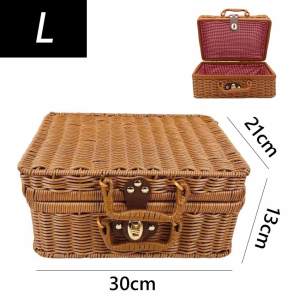 ❤️【Same Day Delivery】 Retro Rattan Baskets Picnic Storage Basket Wicker Suitcase With Hand Gift Box Woven Cosmetic Storage Box Organization Storage